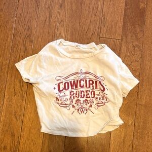 Garage White and Pink Graphic Crop Top